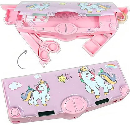 Unicorn Theme Magnetic Pencil Box for Kids