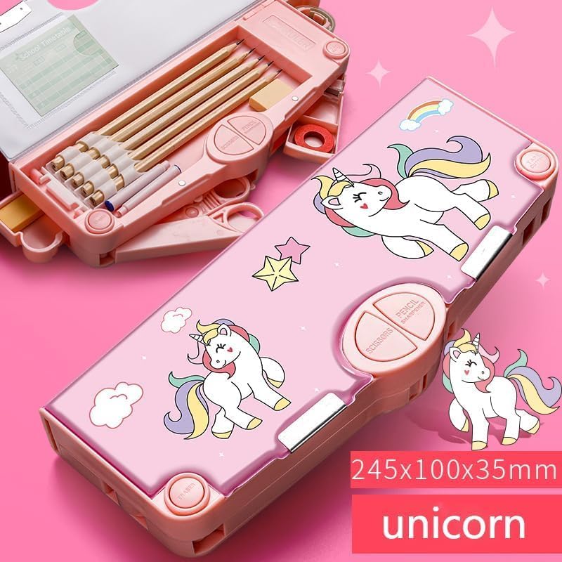 Unicorn Theme Magnetic Pencil Box for Kids