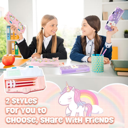 Unicorn Theme Magnetic Pencil Box for Kids