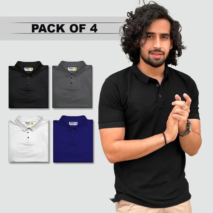 Half Sleeves Mens Polo T-Shirt BUY 2 GET 2 FREE (PACK OF 4)