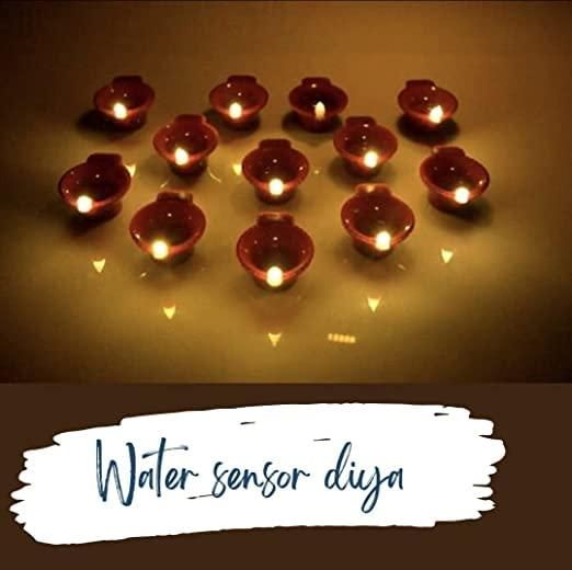 LED Light Water Sensor Diya Plastic with, Ambient Lights, (Pack of 6/12)